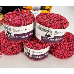 5 BERLINI Ladder Ribbon Maxi Yarn BRIGHT Rose #42 50gr 98 yds